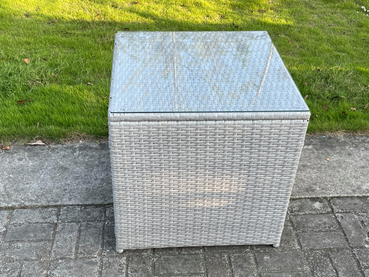 BEISTELLTISCH Polyrattan Helles Grau - Hellgrau, Metall (65/65/66cm) - Fimous