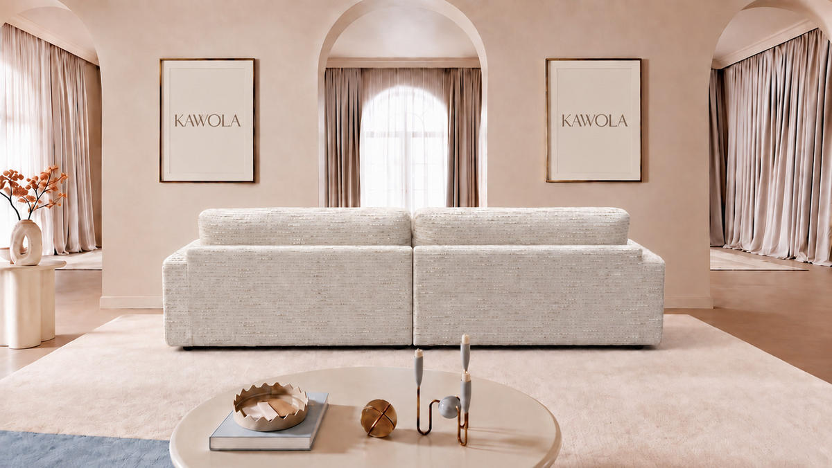 SOFA MARLIN Beige Bouclé - Beige/Schwarz, Kunststoff/Textil (262/80/100cm) - KAWOLA