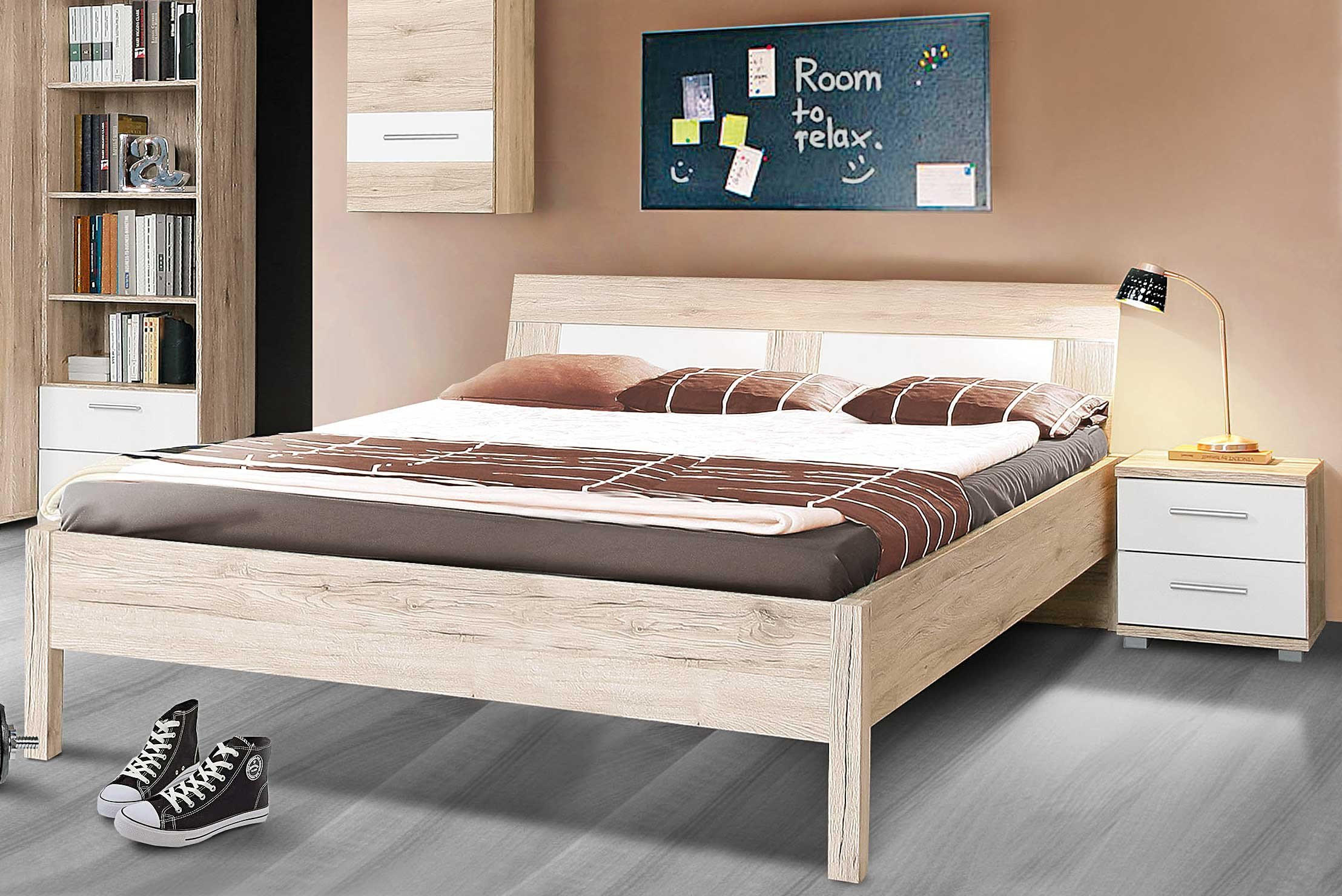 JUGENDZIMMER Beach in Sandeiche kombiniert mit Weiß 6 teilig - Braun, Holzwerkstoff (120/200/80cm)