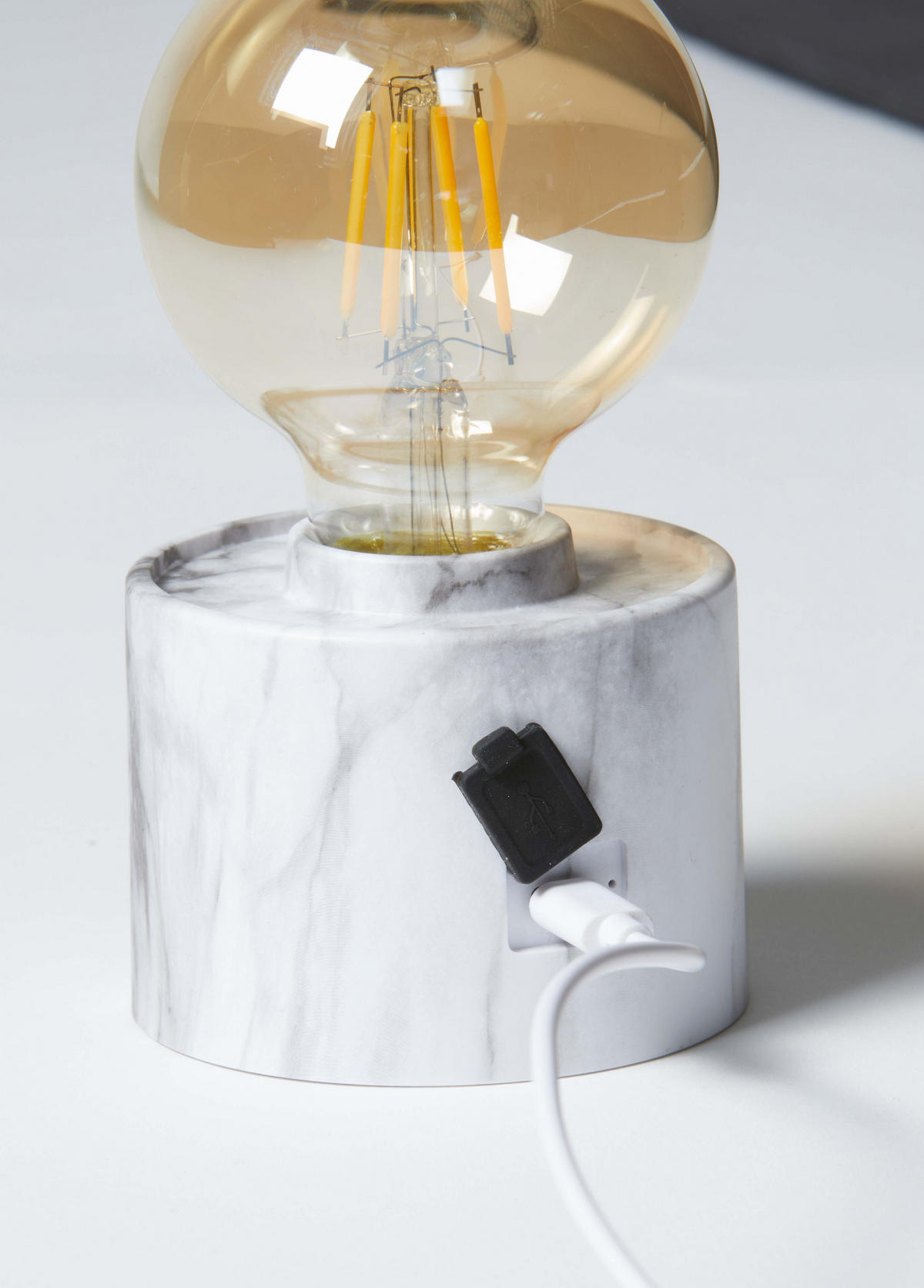 LED-TISCHLAMPE Vintage Edison dimmbar 10x9x16cm Marmor - Weiß Hochglanz, Kunststoff (10/8.7/16cm) - Northpoint