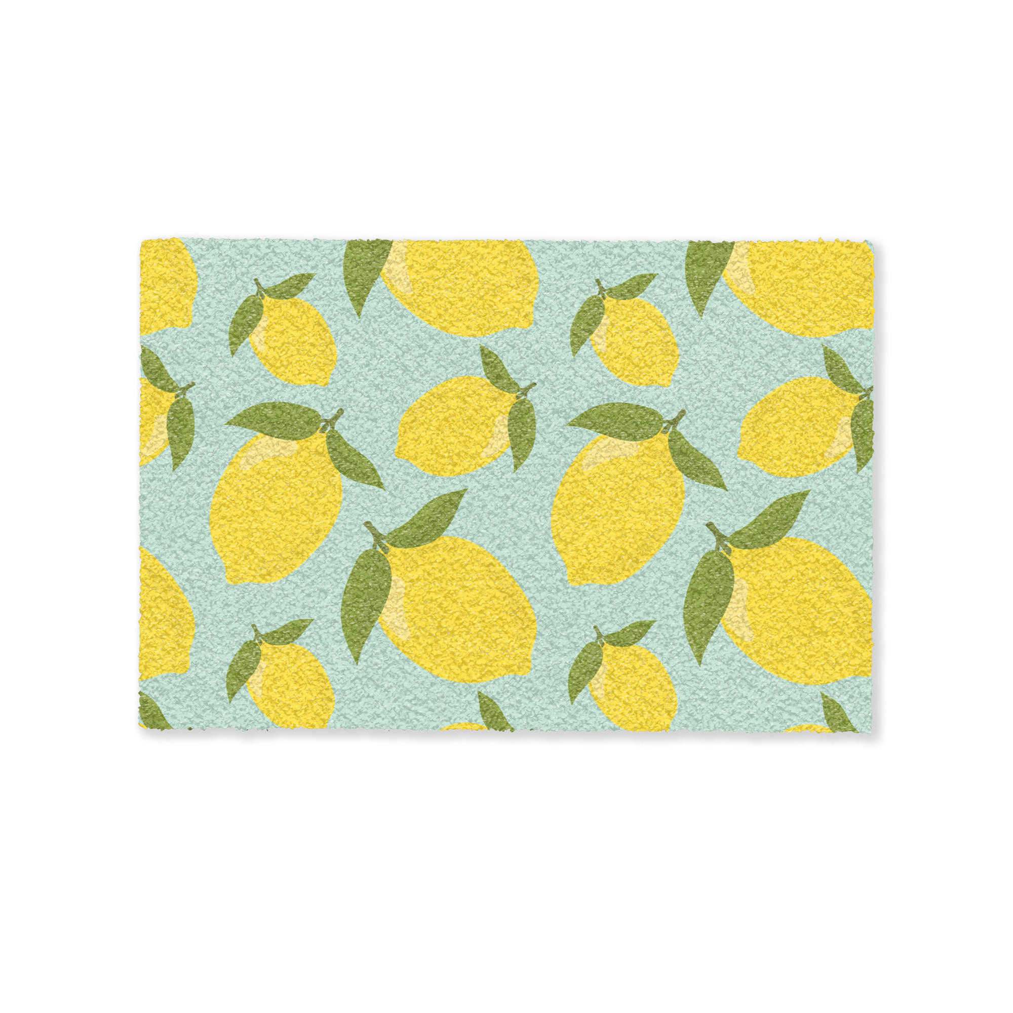 FUSSMATTE Muster Zitronen - Gelb - Blau - Muster - Früchte 90x60 cm - Gelb, Kunststoff (90/0.4cm) - MuchoWow