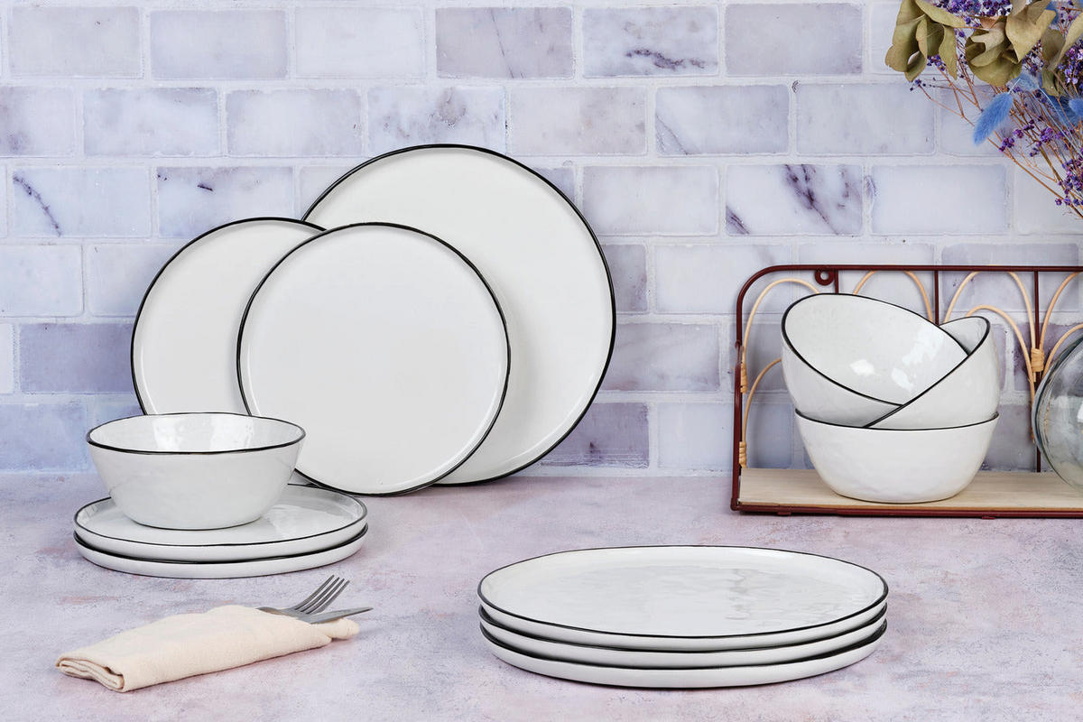 SERVICE Die Essentials Pure - 12er-Set - Schneeweiß - Weiß, Keramik (1/1/1cm) - Björn