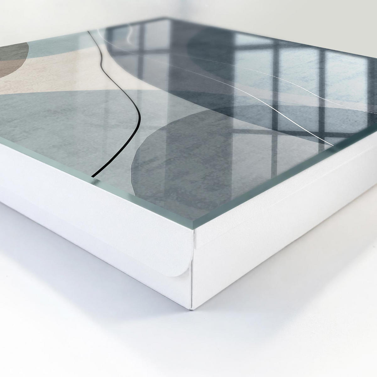 SCHLÜSSELBOX Weiß 30x30 cm – Türöffnung nach rechts - Blaue Abstraktion - Blau, Metall (30/30/5cm) - TULUP