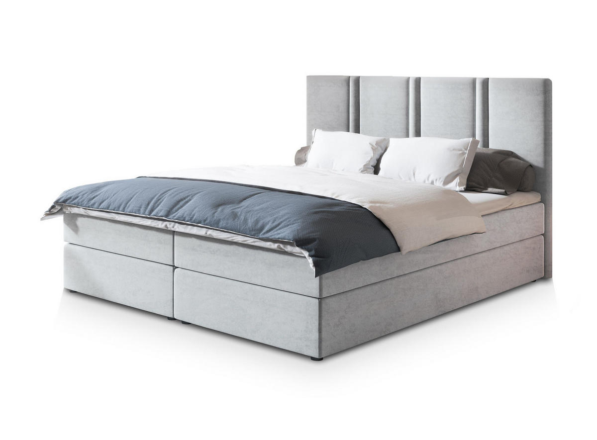 POSTEL BOXSPRING LARIO 160x200 cm, s matrací a úložným prostorem, světle šedá - světle šedá, kompozitní dřevo/textil (160/200cm) - MASSENO