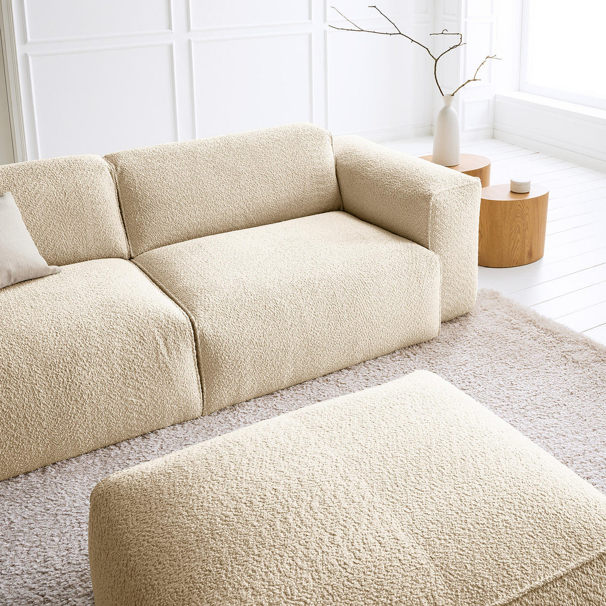 3-SITZER SOFA - Beige/Schwarz, Kunststoff/Textil (251/71/102cm) - home24