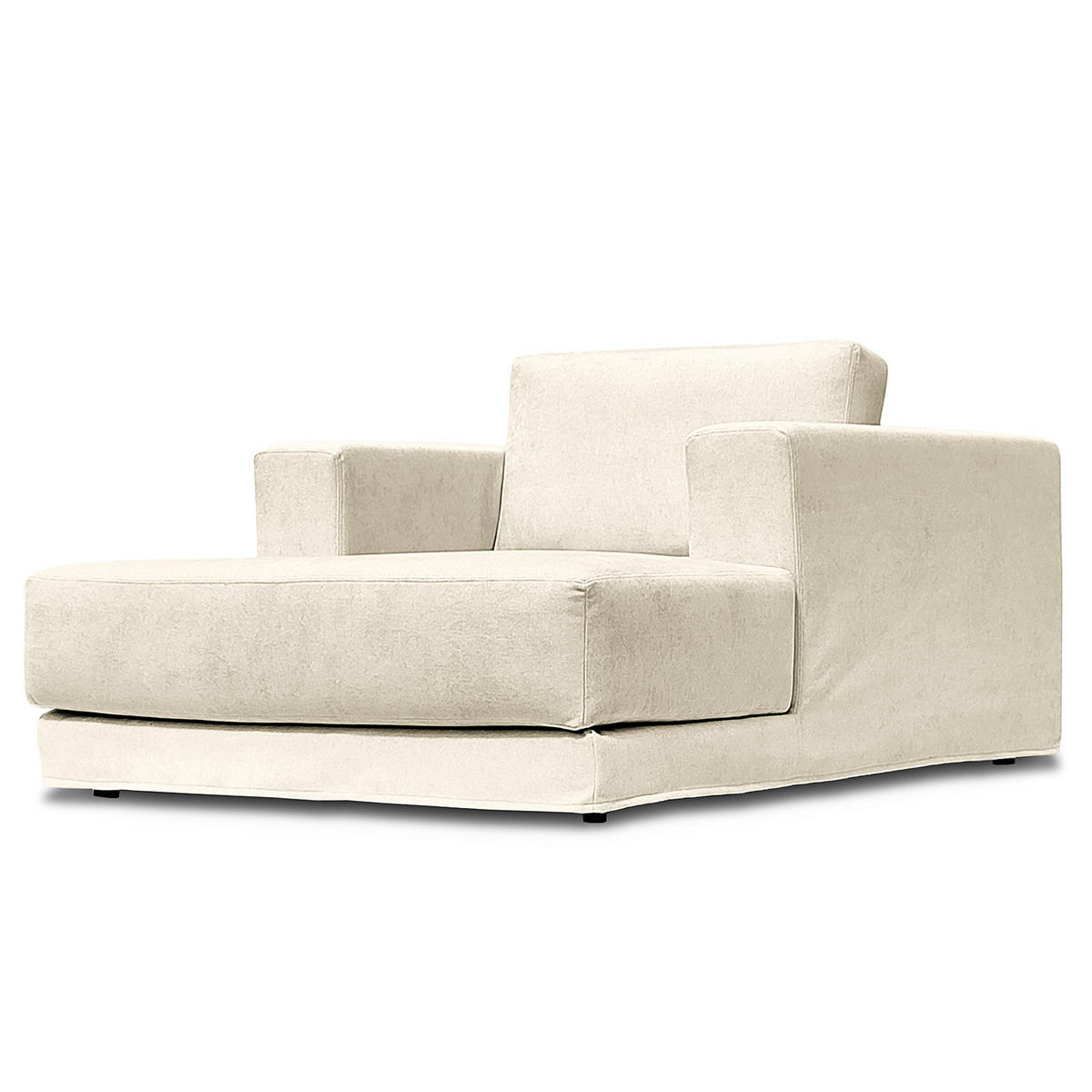 XXL-SESSEL mit Wechselbezug - Webstoff - Creme/Schwarz, Holz/Wellpappe (125/63/160cm) - home24