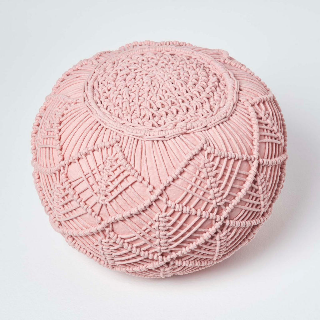 Thumbnail - Homescapes Pouf, Rosa, Textil, Uni, Rund, 40x35x40 cm, Wohnzimmer, Hocker, Poufs