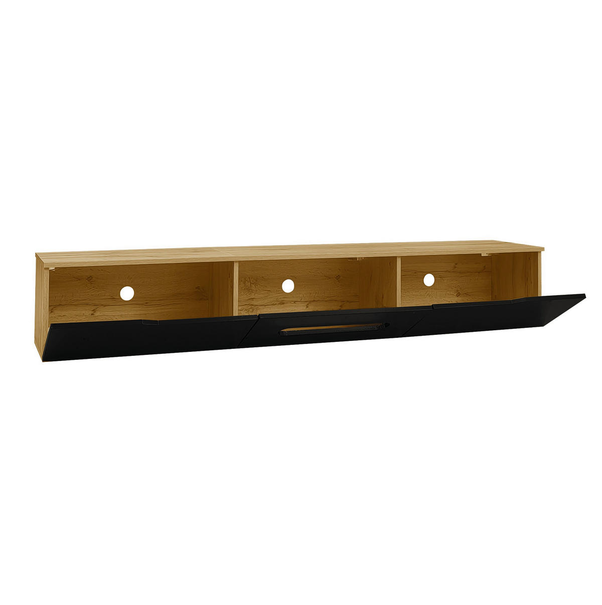 LOWBOARD 180/35/30 cm aus MDF und Spanplatte mit LED-Beleuchtung Schwarz (Holzoptik) - Schwarz, Holzwerkstoff (180/30/35cm) - Modenvie
