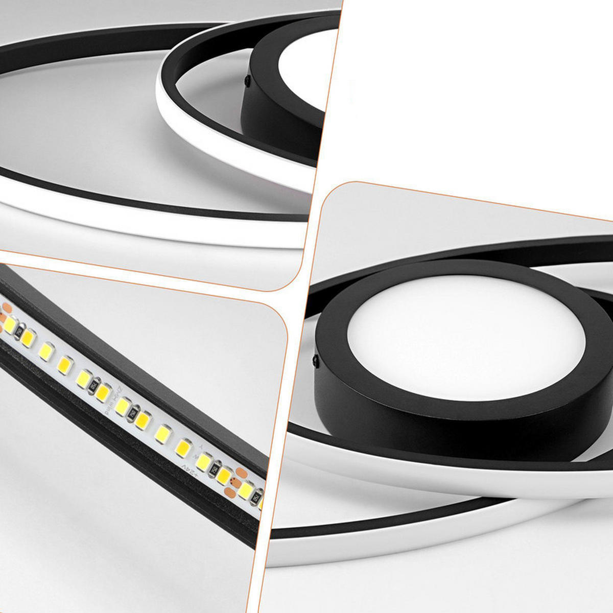 LED-DECKENLEUCHTE Einäugig 56/22.3/4 cm - Schwarz, Metall (56.5/4/22.3cm) - ZMH