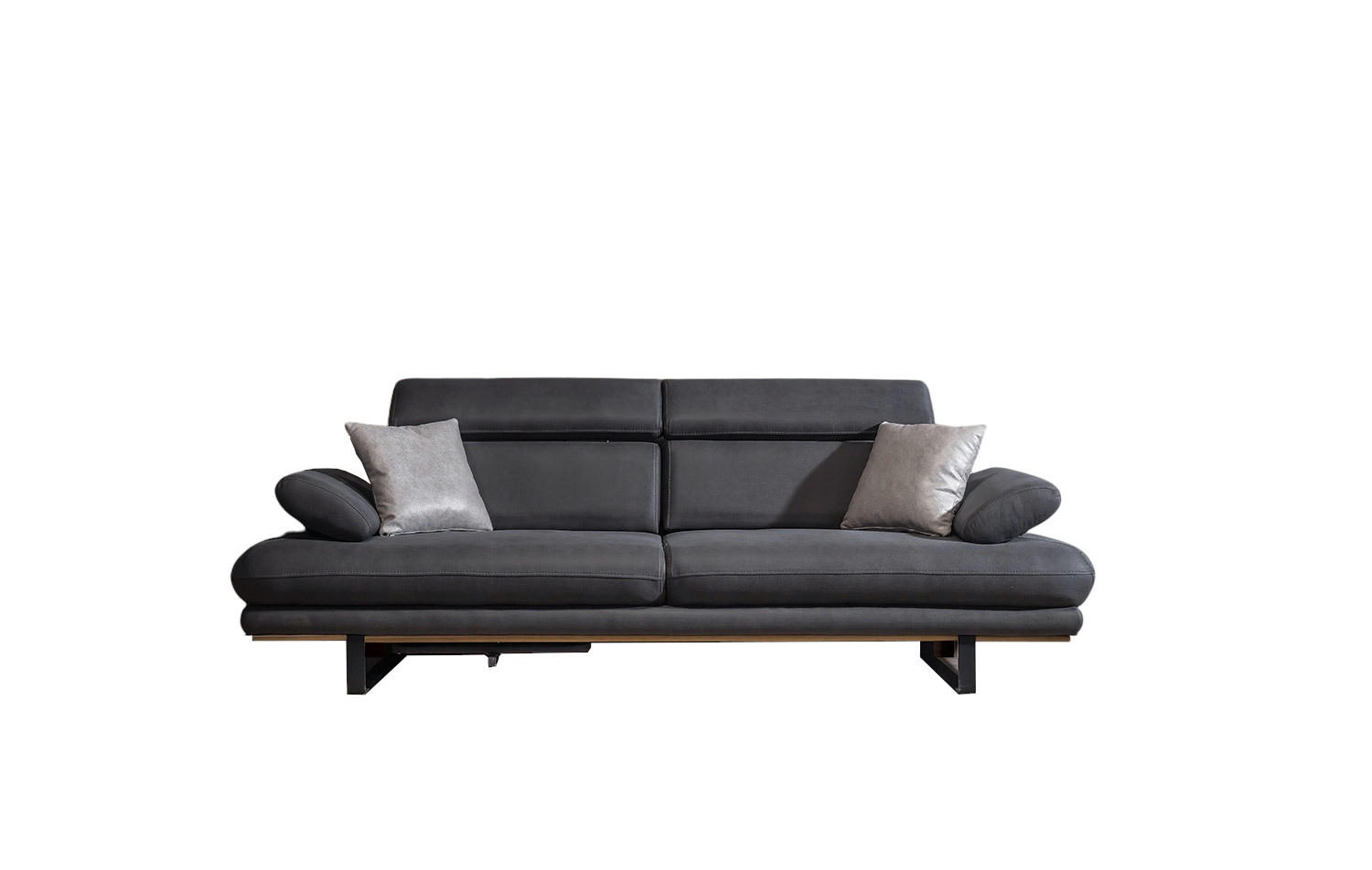 2 Sitzer SOFA Energy Nubuk Anthrazit - Anthrazit, Textil/Metall (200/80/100cm) - Villa Möbel