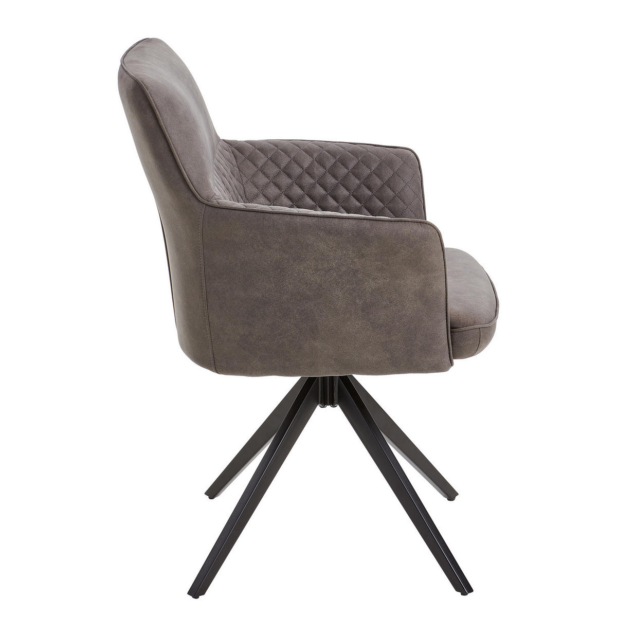 DREHBARER ARMLEHNENSTUHL - 2er-Set - Microfaser - Dunkelgrau, Textil/Metall (62/90/63cm) - home24