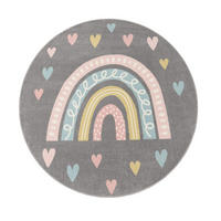 KINDERTEPPICH Regenbogen Kinderzimmer schmutzabweisend Grau Rund 120D - Grau, Textil (120/120cm) - KADIMA DESIGN