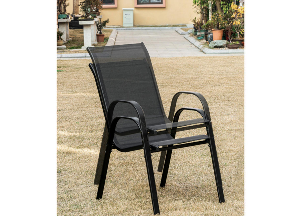 GARTENSTUHL-SET mit 2 Teilen - Schwarz, Metall (43/91/56cm) - A2A Home