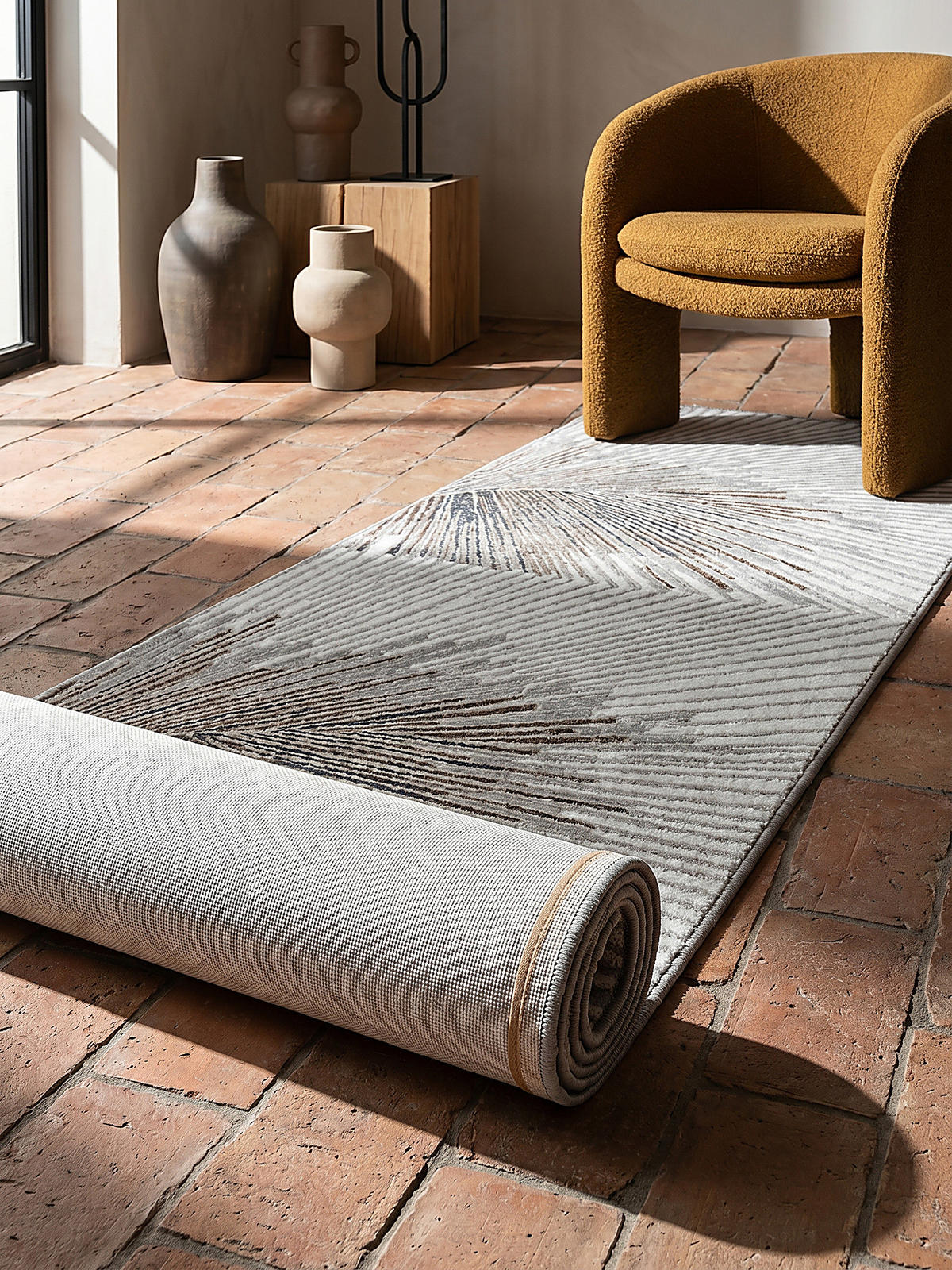 TEPPICHLÄUFER Abstrakt KAVALA Polyester Grau 80 x 150 cm - Grau, Textil (80/150cm) - KADIMA DESIGN