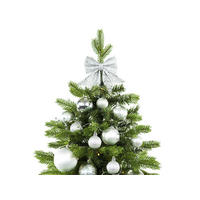 WEIHNACHTSBAUM künstlicher 60 cm mit LED-Beleuchtung, GOLDWEIHNACHTEN II, mit 34 Weihnachtsbaumschmuck, Pflanztopf mit Jutesack - Silberfarben/Grün, Kunststoff/Stein (40/60cm) - LAALU