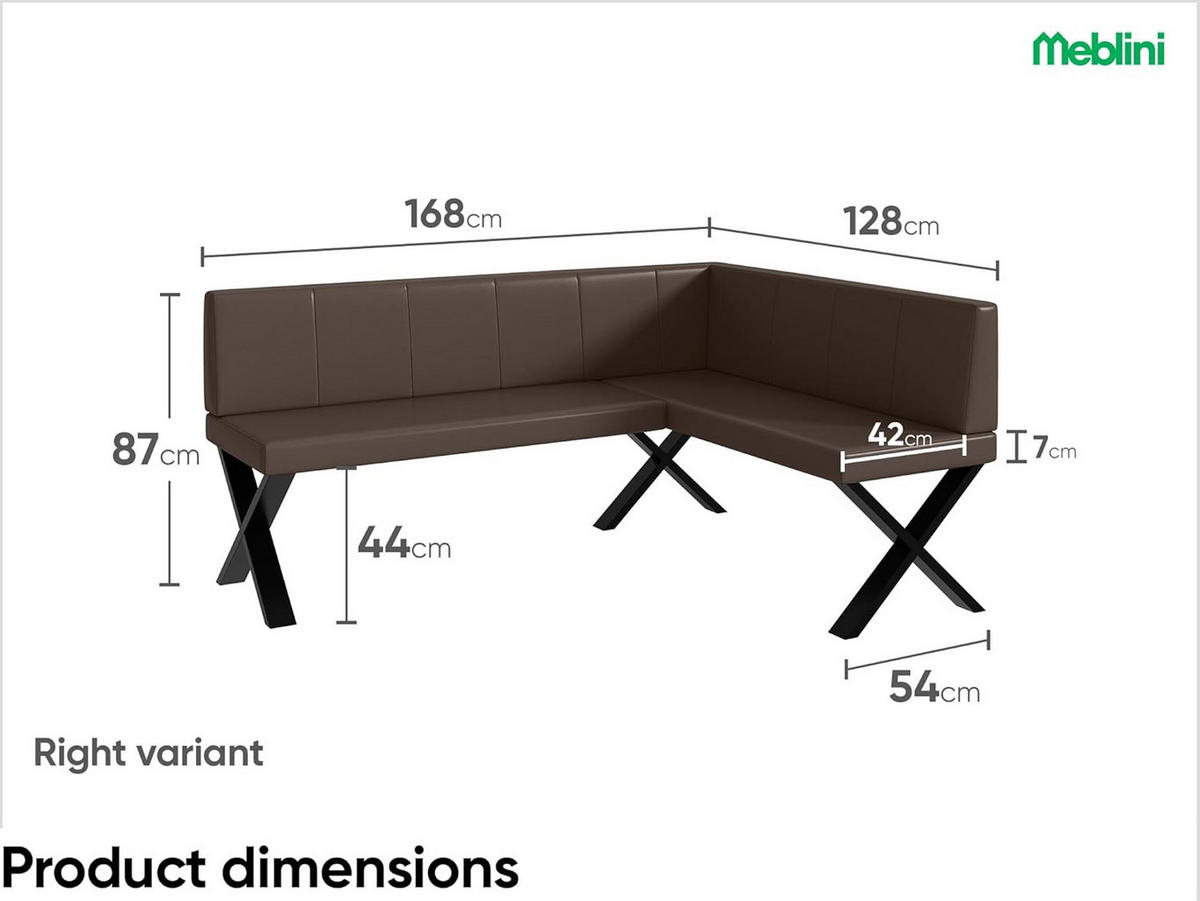 ECKBANK PETER_X - Braun, Leder (128/168cm) - Meblini