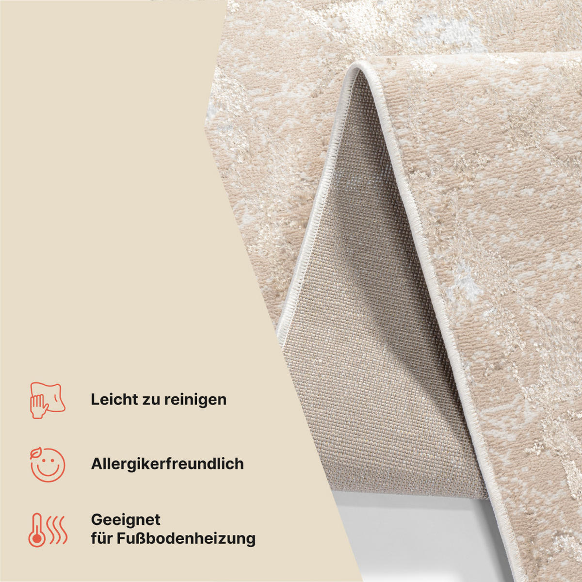 TEPPICHLÄUFER CRYSTAL beige abstrakt 120/300 cm - Beige, Textil (120/300cm) - Tapiso