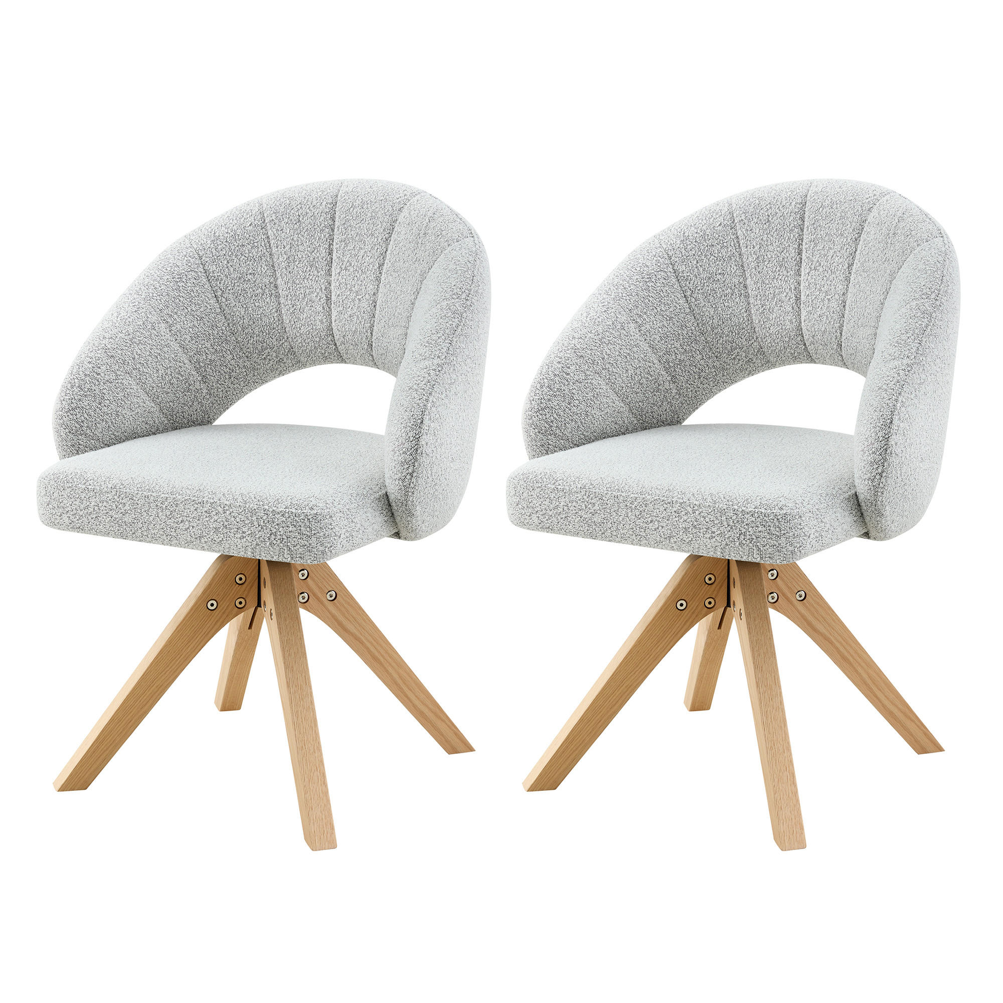 ESSZIMMERSTÜHLE 2er-Set Drehbar Samt Massivholz Retro-Stil - Hellgrau, Textil (46/84/49cm) - Urban Meuble