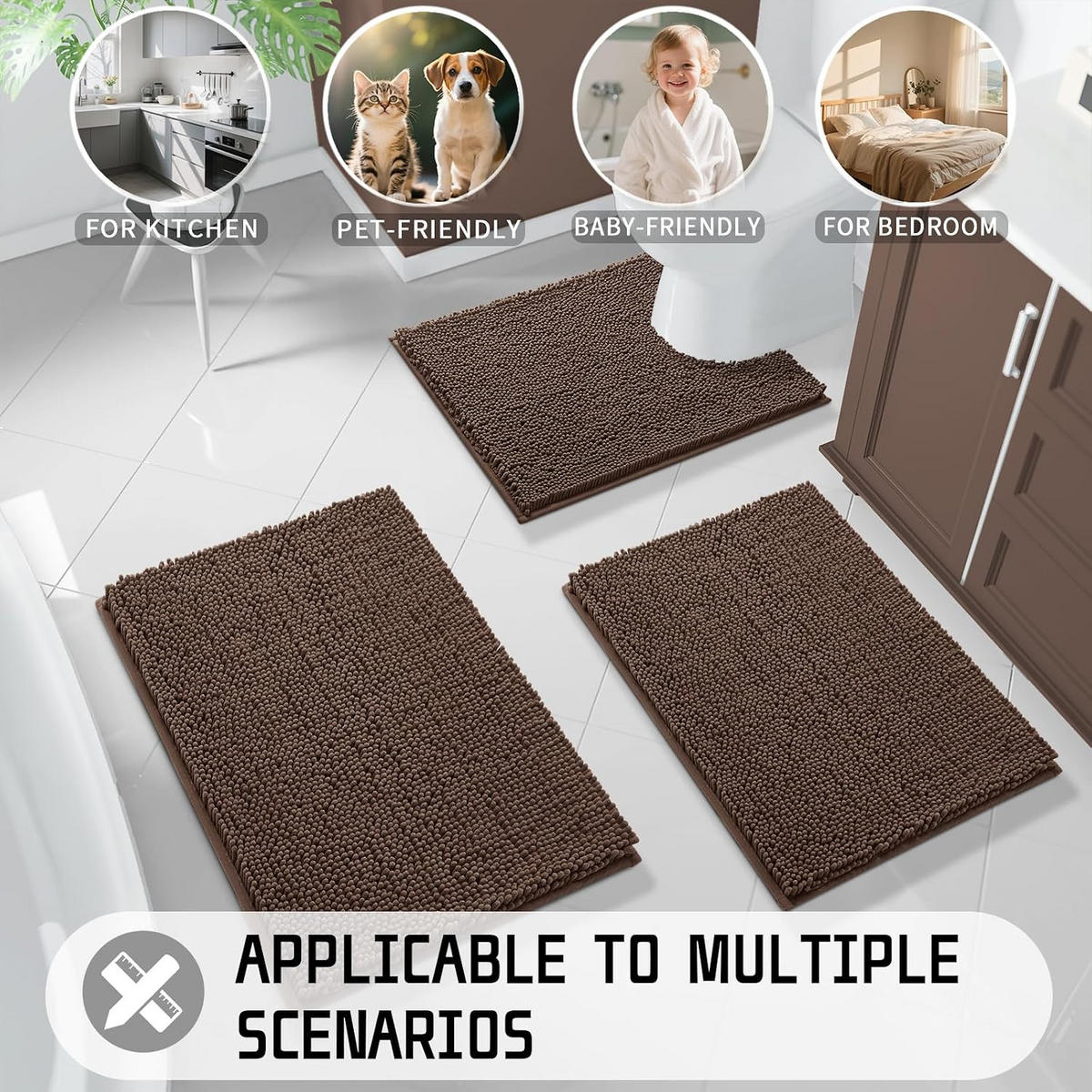 DUSCHMATTE – 40 x 60 cm – Braun – Chenille-Material - Dunkelbraun, Textil (30/25cm)