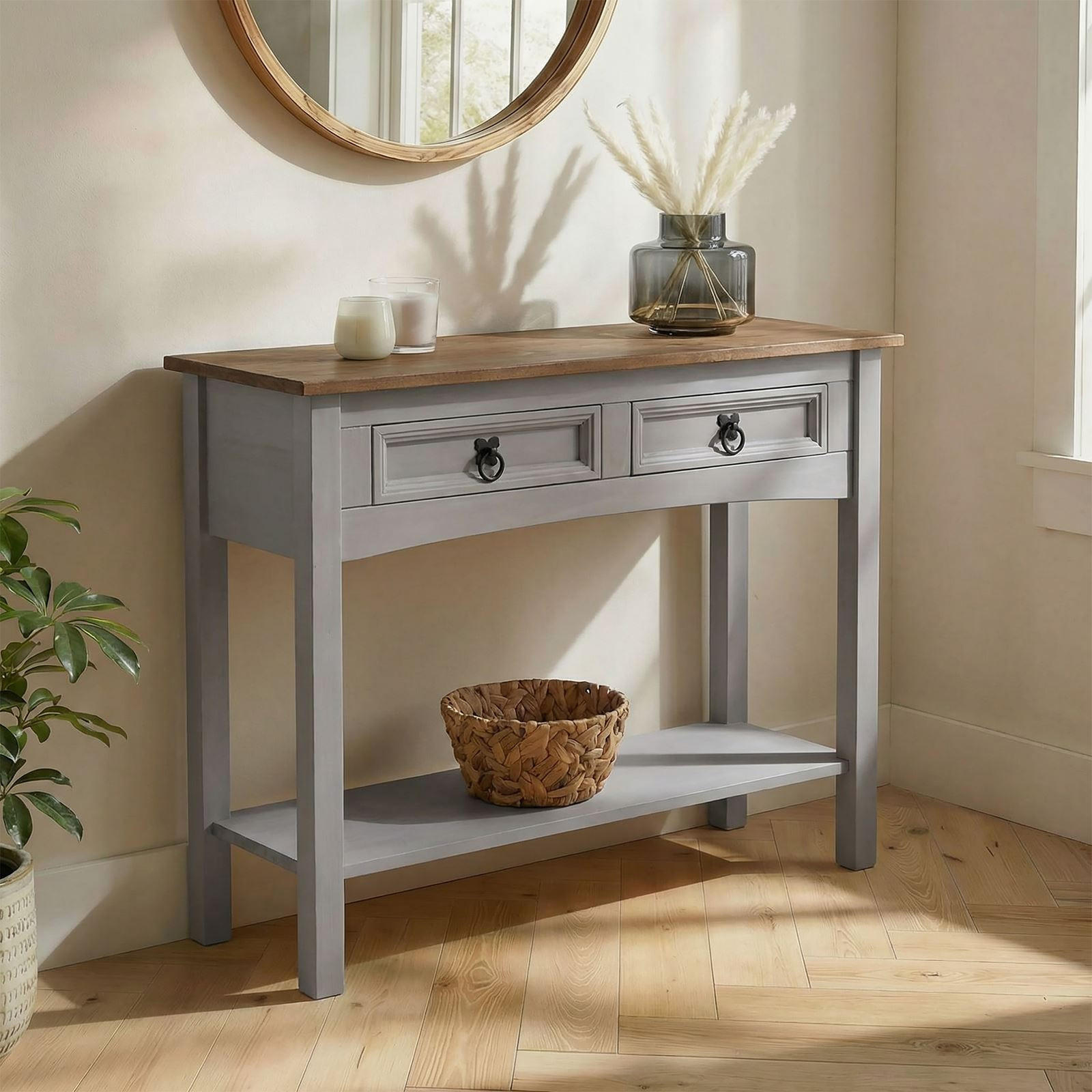 KONSOLENTISCH RAMON - Naturfarben/Grau, Holz (32/87/73cm) - CARO-Möbel