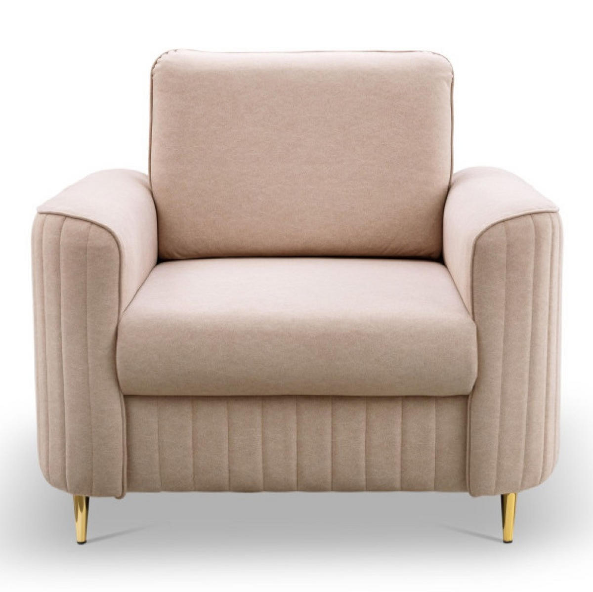 SESSEL Beige Loren Mit Steppung Auf Goldenen Beinen - Beige, Textil (100/85/57cm) - Sepro Meble