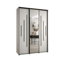 SCHWEBETÜRENSCHRANK 235,2/180/60 3-türig - Schwarz/Weiß, Holz/Metall (180/235/60cm) - Abiks Möbel