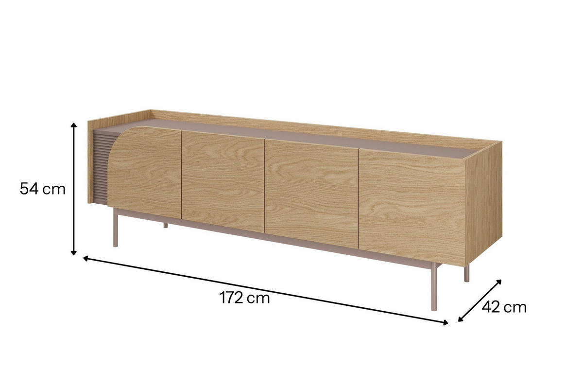 TV-LOWBOARD CARLO 09 172/54/42 cm in Frühlingseiche / Toffee - Eichefarben, Holzwerkstoff (172/54/42cm) - Deine Möbel 24