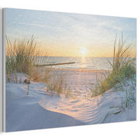 AKUSTIKBILD Strand - Sonne - Düne - Gras - Sand - Horizont Akustikpaneele 90x60 cm - Hellblau, Kunststoff (90/60/0.9cm) - MuchoWow