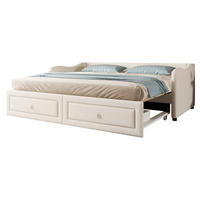TAGESBETT 90/200 cm mit ausziehbarem Rollbett, 2 Schubladen und Leinenbezug, Beige - Beige, Textil (90/200cm) - Redom