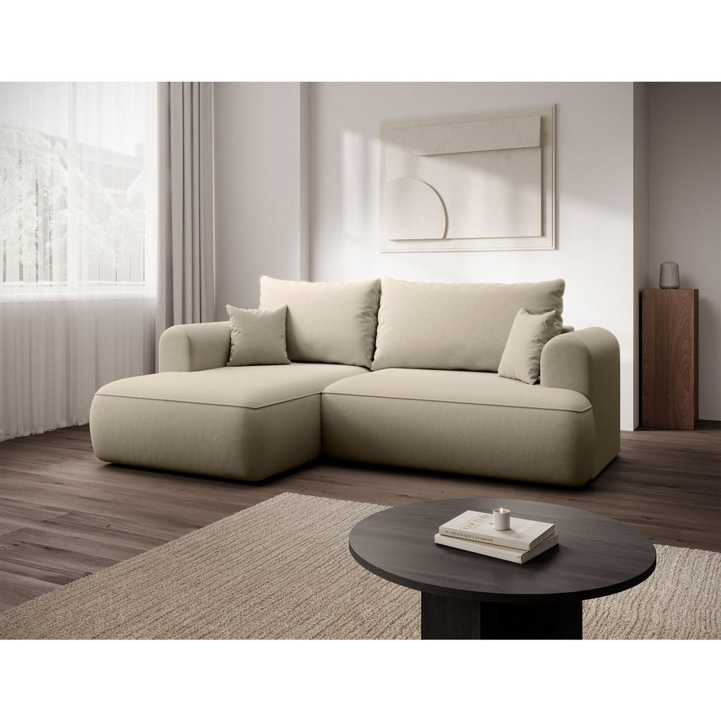 Thumbnail - Selsey Eckschlafsofa, Ecru, Textil, 4-Sitzer, Ottomane links,L-Form, 238x156 cm, Wohnzimmer, Sofas & Couches, Wohnlandsc...