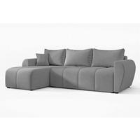 ECKSOFA L Form Malatya Hellgrau 246/145/80 cm stilvolle mit Schlaffunktion L - Hellgrau/Schwarz, Kunststoff/Textil (145/246cm) - AX Living