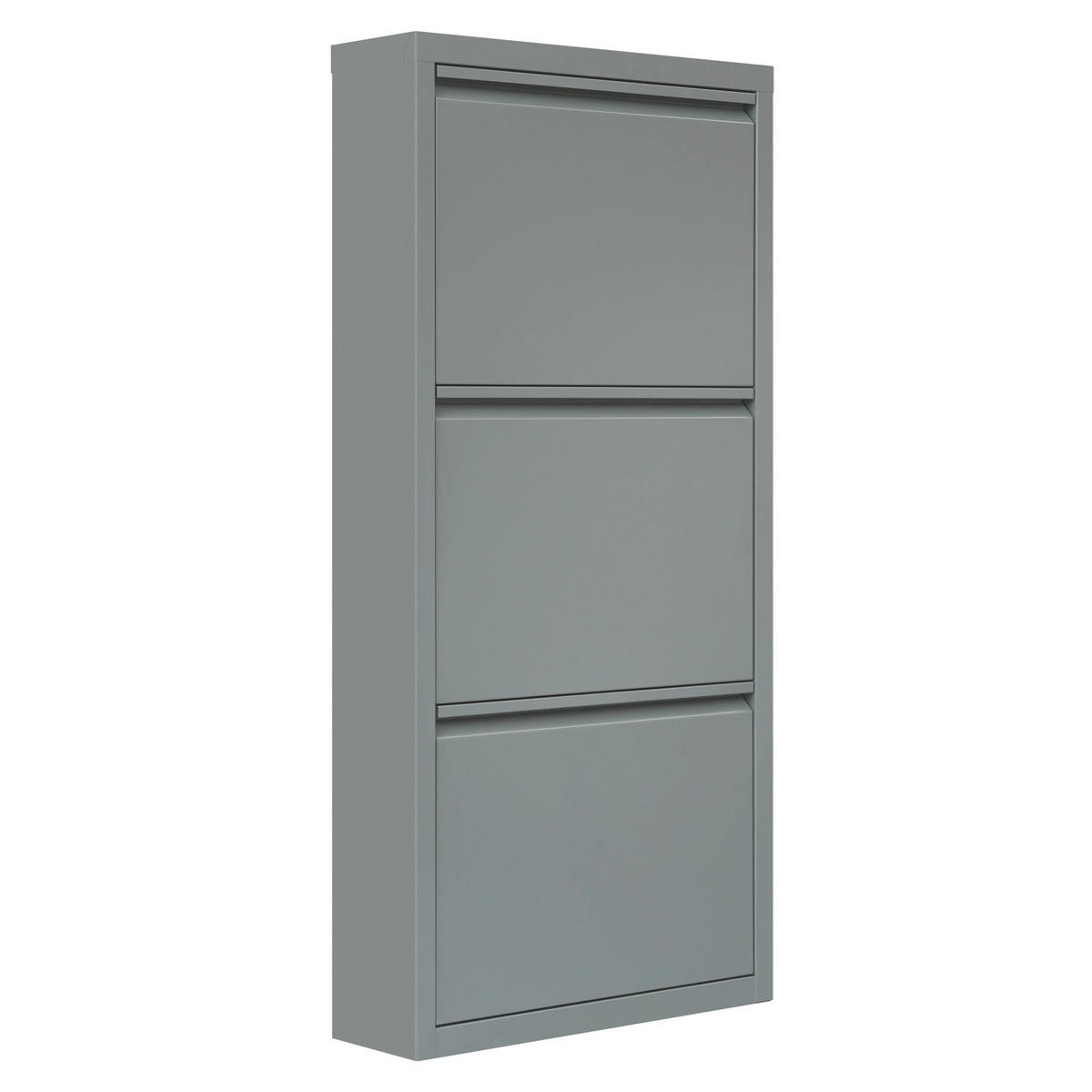SCHUHKIPPER mit 3 Klapptüren, 50 x 106 x 15 cm, Grau - Grau, Metall (50/106/15cm) - Kaket