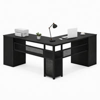 SCHREIBTISCH L-FORM mit Schubladen Eckschreibtisch 150 x 150 cm - Schwarz, Holzwerkstoff/Metall (150/150/76.2cm) - Quality Elegance