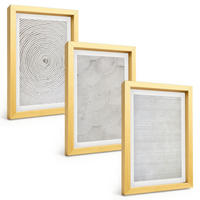 BILDER SET 3er Set - 20x30 cm Goldrahmen - Geometrische Kartonmuster - Goldfarben, Kunststoff (20/30cm) - TULUP