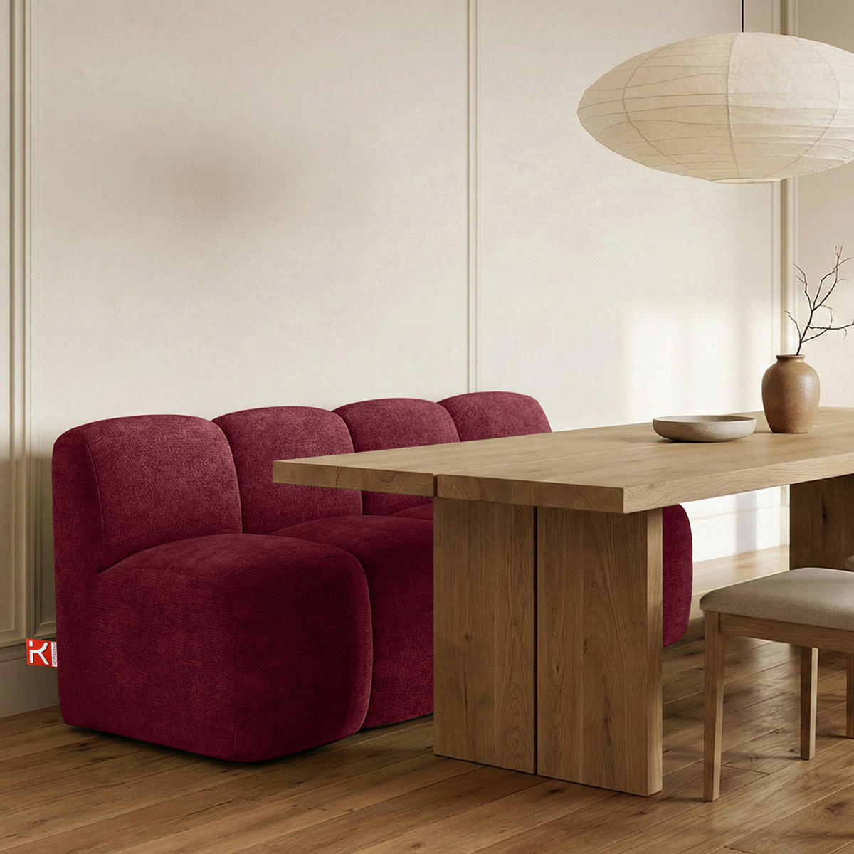 ESSZIMMERBANK BRESCO, Bordeauxrot - Bordeaux, Holz/Holzwerkstoff (163/80/72cm) - KONSIMO®