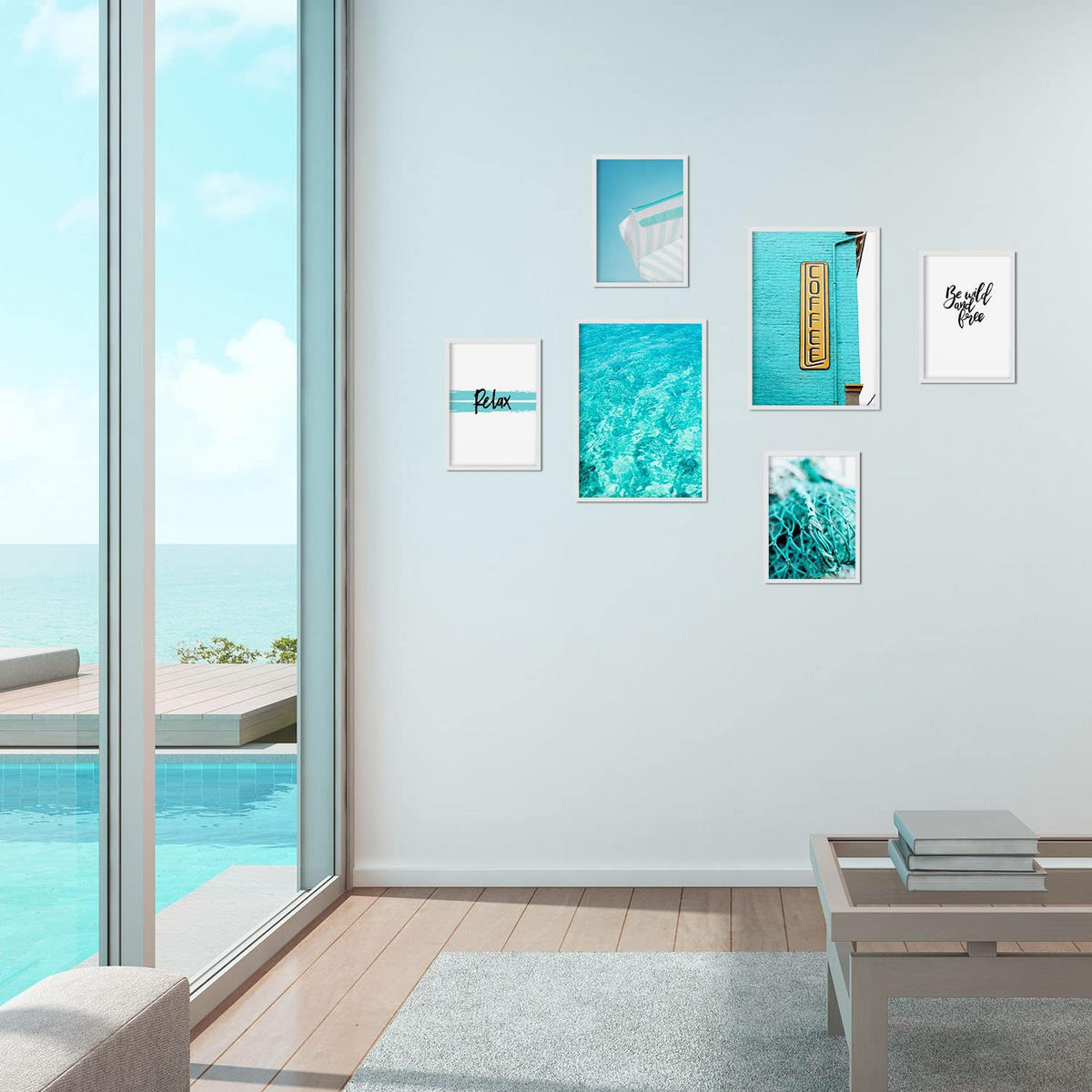 POSTER Set Mit 6 Sommertag A3 & A4 Weißer Rahmen - Weiß, Papier (29/3cm) - Nacnic