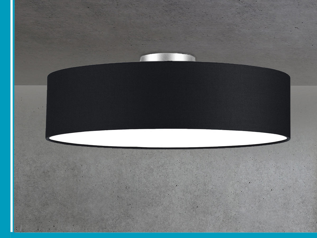 DECKENLAMPE Ø60cm, Lampenschirm Stoff Schwarz - Schwarz, Textil (60/60/17cm) - meineWunschleuchte