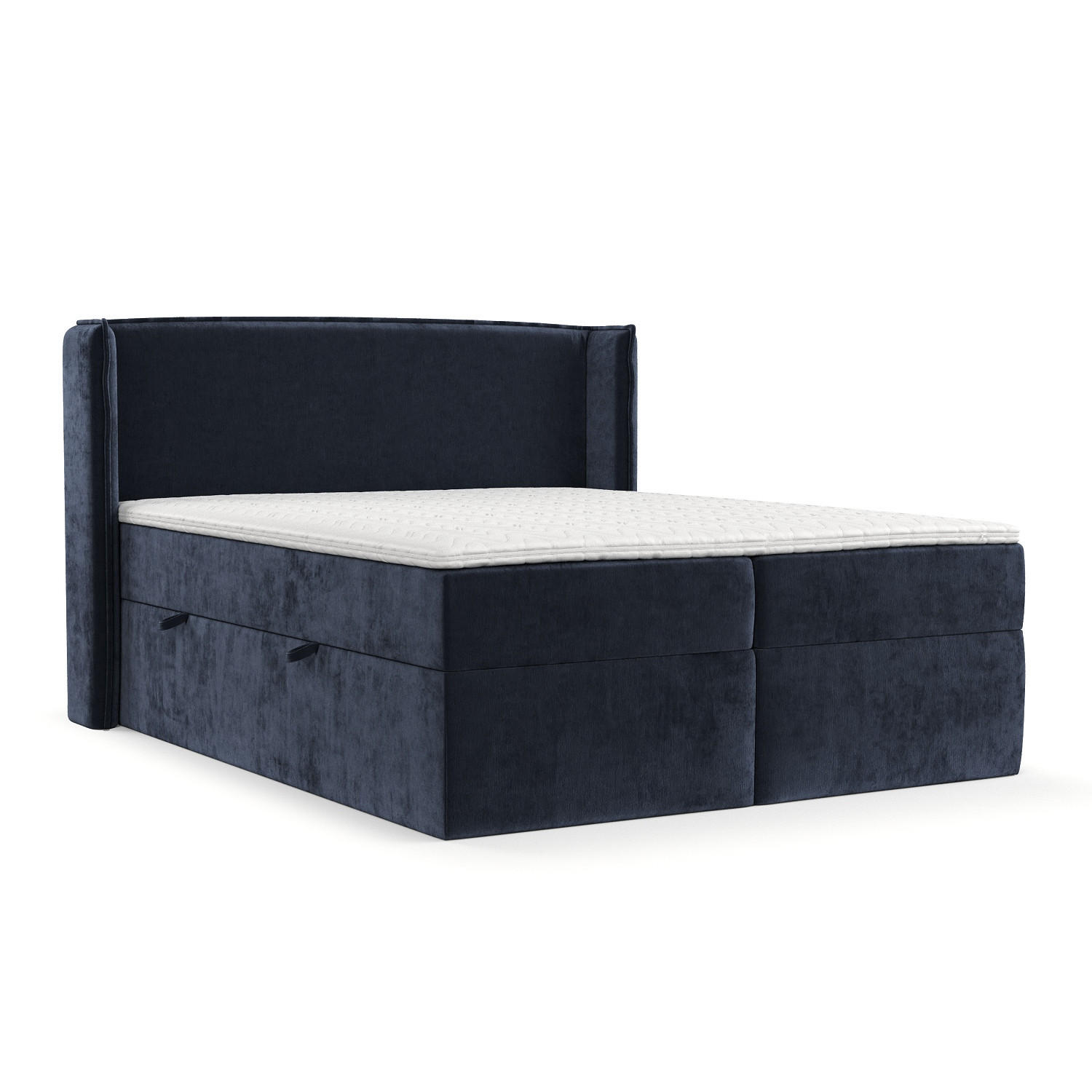 BOXBETT Viva 200/200 cm Marineblau im Lotta Stoff - Schwarz/Dunkelblau, Holz/Holzwerkstoff (200/200cm) - AltaBeds
