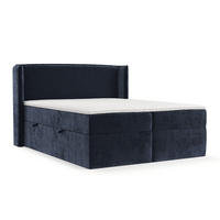 BOXBETT Viva 200/200 cm Marineblau im Lotta Stoff - Schwarz/Dunkelblau, Holz/Holzwerkstoff (200/200cm) - AltaBeds