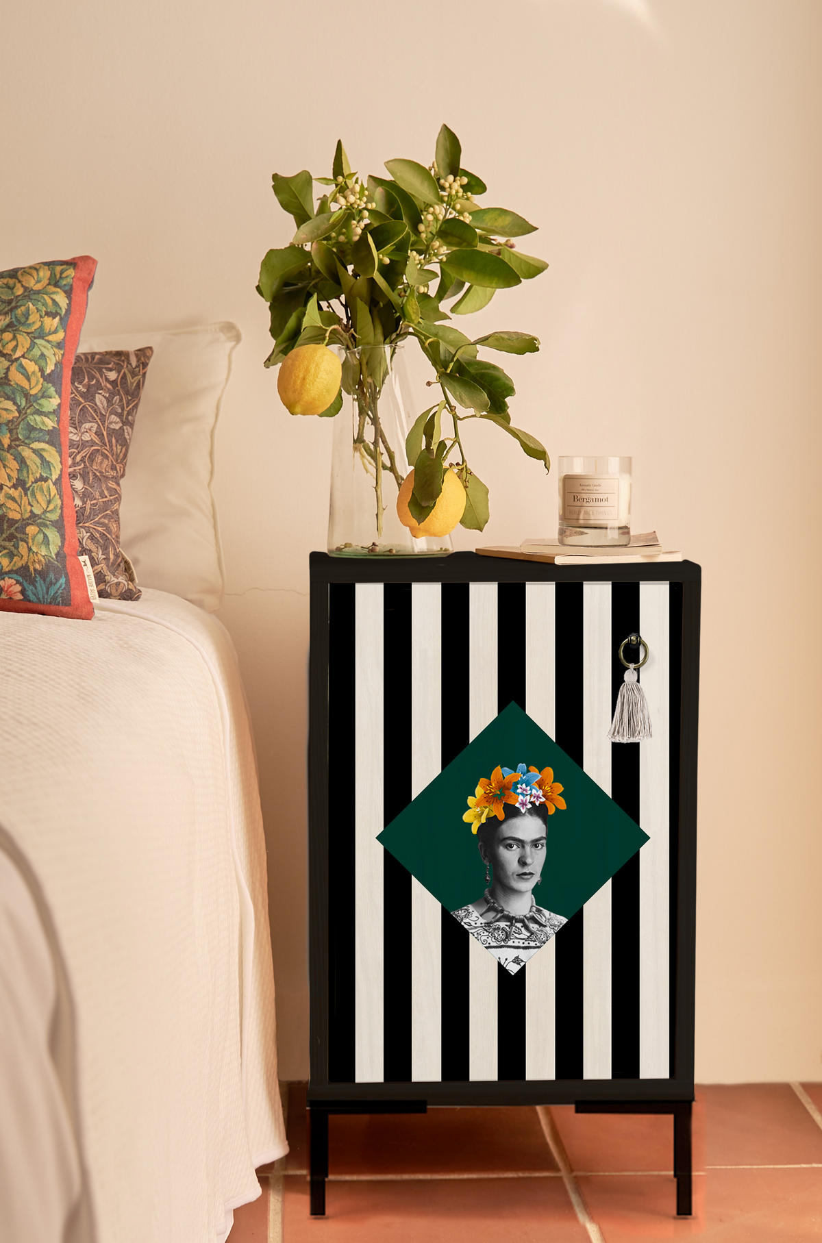 NACHTTISCH aus MDF mit FRIDA - Schwarz/Weiß, Holzwerkstoff (30/65/40cm) - RNT By Really Nice Things