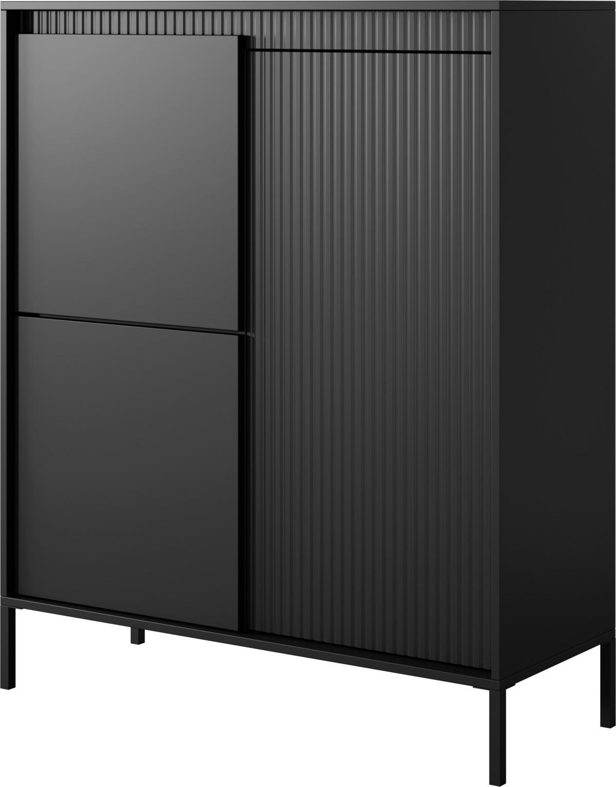 HIGHBOARD Cindy in Schwarz 104/123/40 cm - Schwarz, Holzwerkstoff/Metall (103.5/123.4/39.5cm) - WFL GROUP