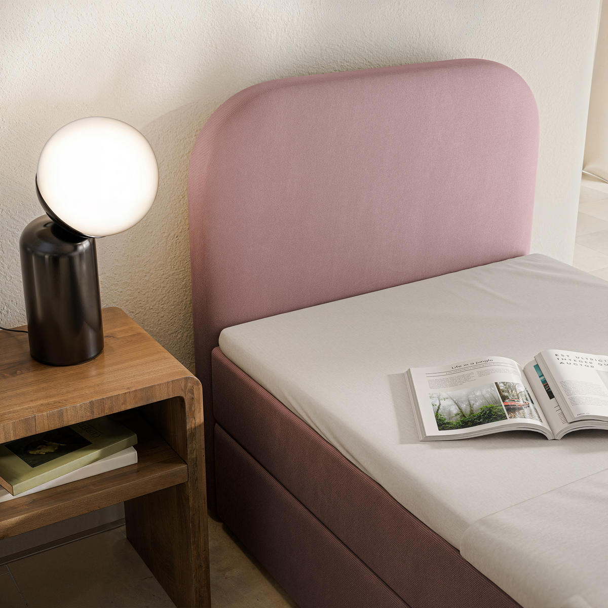 BOXBETT CERIA 100x200 cm mit Matratze und Topper - Rosa - Rosa, Holz/Textil (100/200cm) - MASSENO