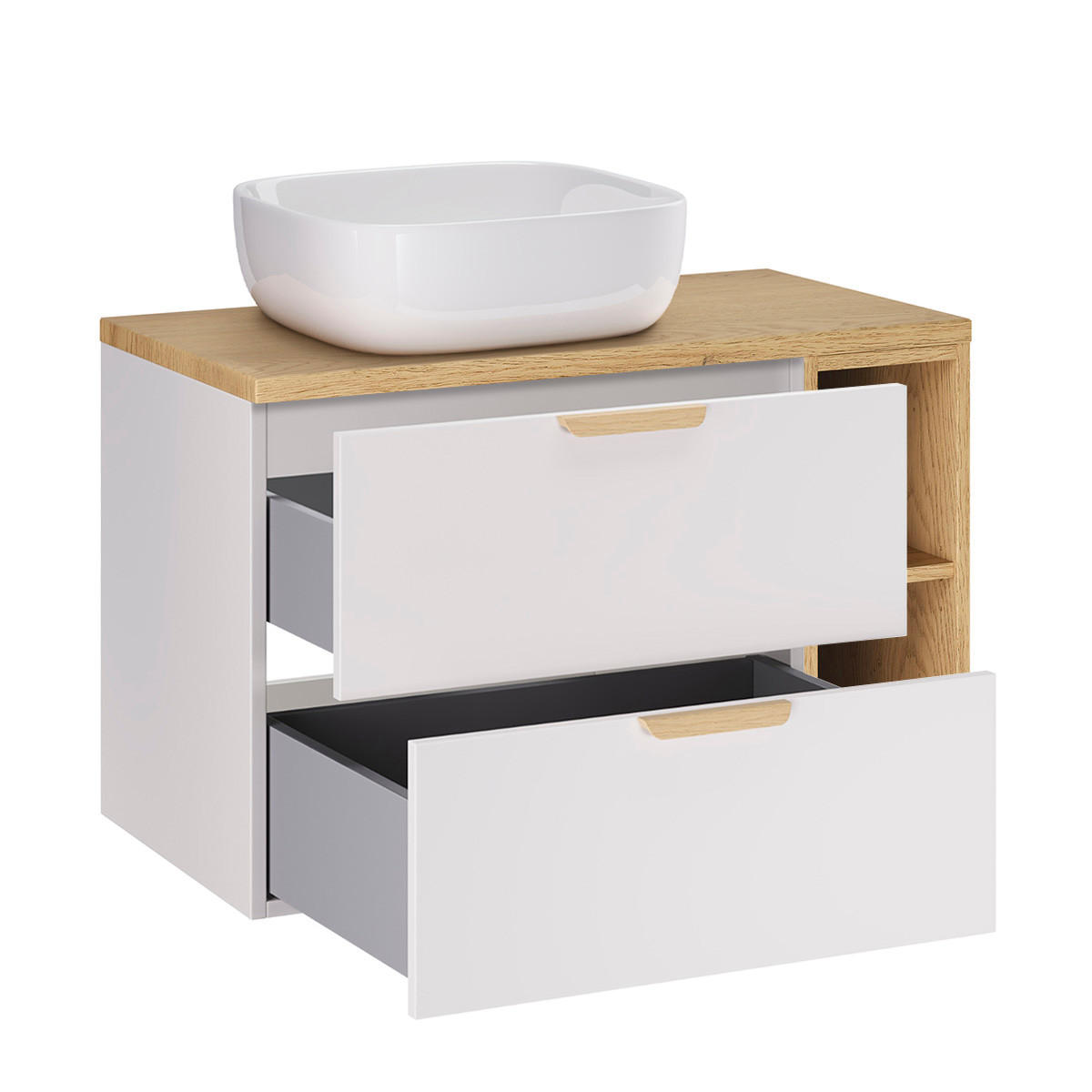 BADMÖBEL 80.6cm Oria 2er-Set Weiß - Weiß, Holzwerkstoff (80.6/50/46.5cm) - Petits-meubles