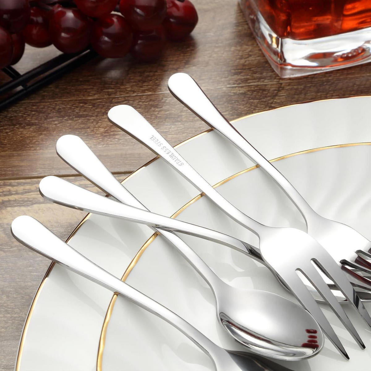 DESSERTGABELN 16-teiliges Set Edelstahl Silber - Silberfarben, Metall