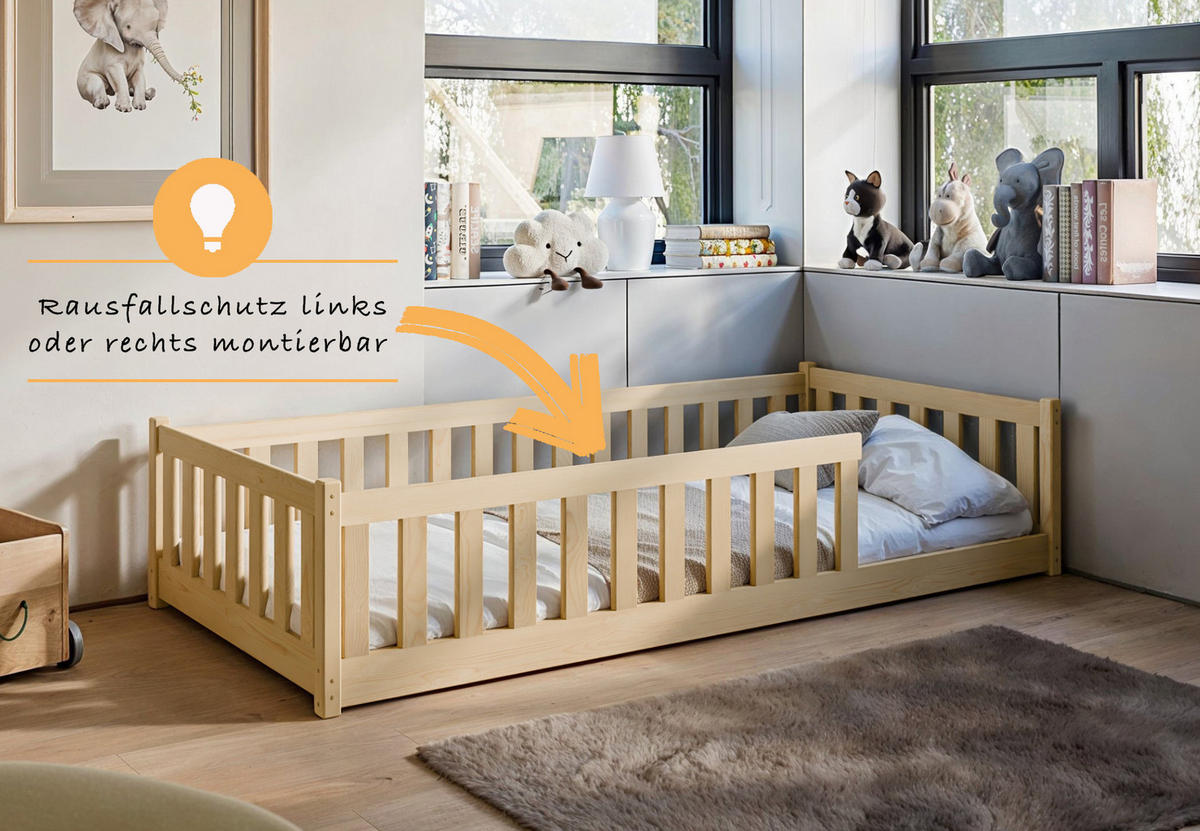 BODENBETT 90x200 cm in natur - Naturfarben, Holz (90/200cm) - Kids Collective