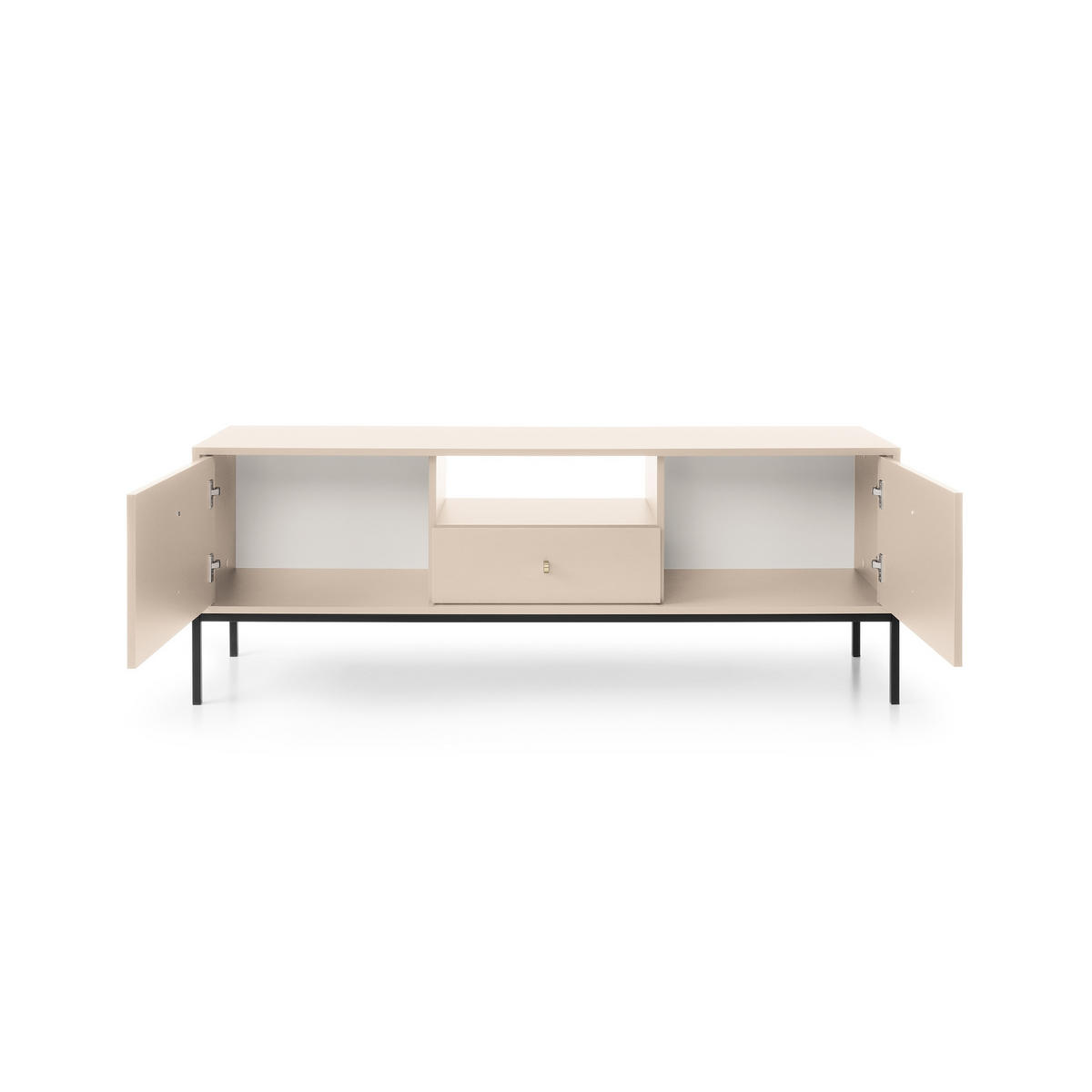 LOWBOARD MONDO 153,4x39x56,2 cm mit 1 Schubladen und 2 Türen Beige - Beige/Schwarz, Holzwerkstoff (153.4/56.2/39cm) - MASSENO