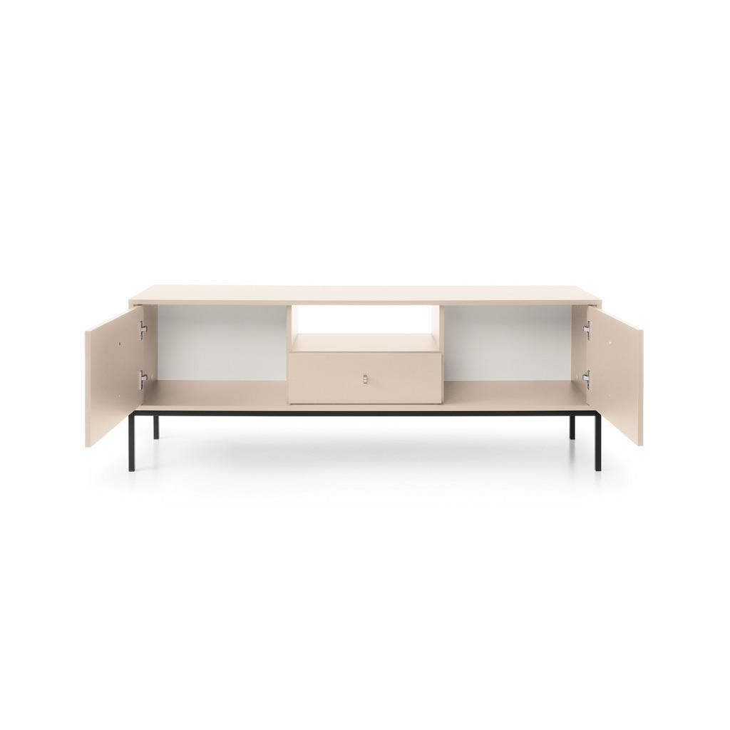 Thumbnail - Masseno Lowboard, Beige, Schwarz, Holzwerkstoff, 1 Schubladen, 153.4x56.2x39 cm, Wohnzimmer, Wohnwände, Lowboards, Lowbo...