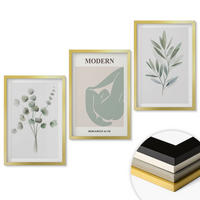 WANDBILDER 3er Set - 40x60 cm Goldrahmen - Pflanzenmotive in Grün - Goldfarben, Kunststoff (40/60cm) - ArtPrintCave