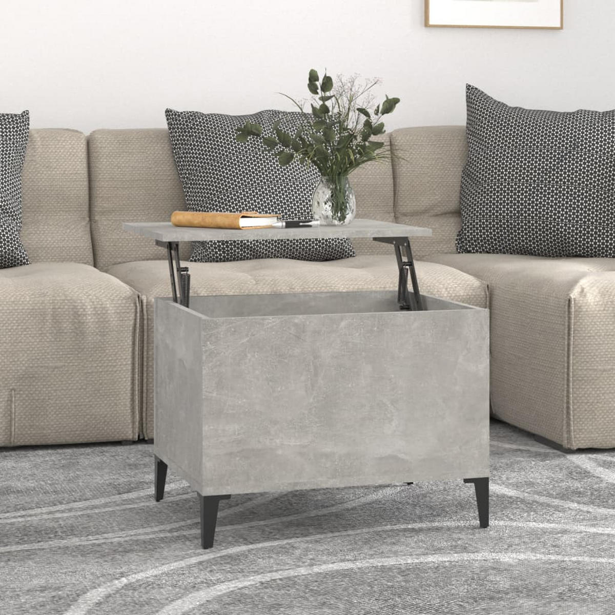 COUCHTISCH Betongrau 60x44,5x45 cm Holzwerkstoff - Grau, Holzwerkstoff (60/44.5/45cm) - furnicato