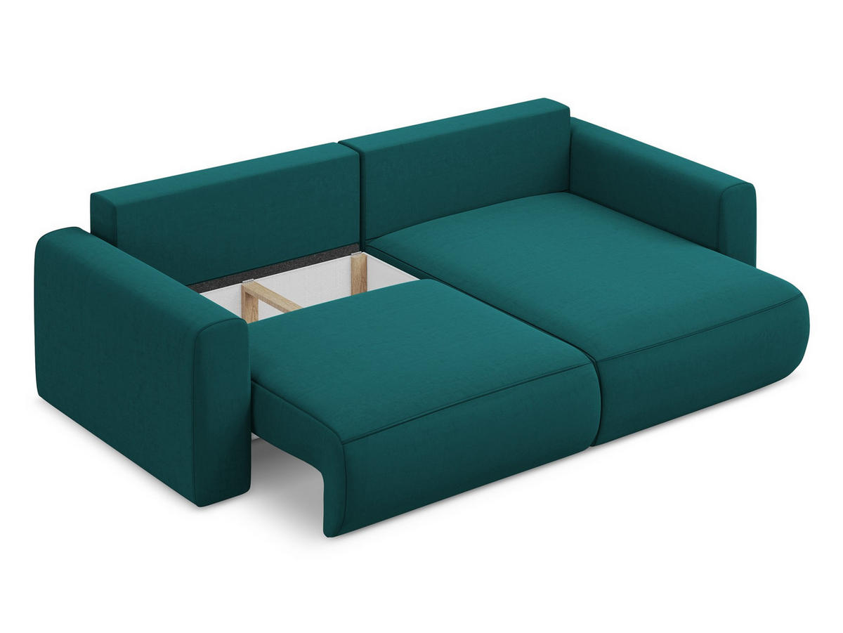 ECKSOFA mit Schlaffunktion Strukturstoff Stoff Grün - Schwarz/Olivgrün, Kunststoff/Textil (148/257cm) - Makamii